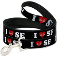 Load image into Gallery viewer, Dog Leash - I "HEART BRIDGE" SF Black/White/Red