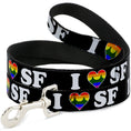 Load image into Gallery viewer, Dog Leash - I "HEART BRIDGE" SF Black/White/Rainbow