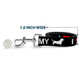 Load image into Gallery viewer, Dog Leash - I "HEART" MY "WIENER" Dog Silhouette Black/White/Red