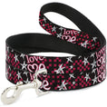 Load image into Gallery viewer, Dog Leash - Love Me w/Sketch Stars & Checkers Black/Fuchsia/White