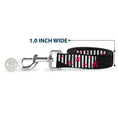 Load image into Gallery viewer, Dog Leash - Love Me w/Sketch Stars & Stripes Black/White/Fuchsia
