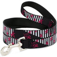 Load image into Gallery viewer, Dog Leash - Love Me w/Sketch Stars & Stripes Black/White/Fuchsia