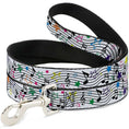 Load image into Gallery viewer, Dog Leash - Music Notes Stars White/Black/Multi Color