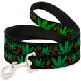 Load image into Gallery viewer, Buckle-Down Dog Leash - Marijuana Haze Rasta/Black