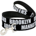Load image into Gallery viewer, Dog Leash - New York's Five Burroughs Bold Black/White
