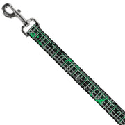 Dog Leash - Plaid Curls White/Black/Gray/Green