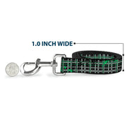 Dog Leash - Plaid Curls White/Black/Gray/Green