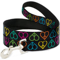 Load image into Gallery viewer, Dog Leash - Peace Hearts Repeat Black/Neon