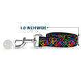 Load image into Gallery viewer, Dog Leash - Peace Hearts Stacked Black/Neon