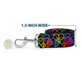 Load image into Gallery viewer, Dog Leash - Peace Hearts Stacked Black/Neon
