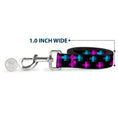 Load image into Gallery viewer, Dog Leash - Pixilated Checker Black/Fuchsia/Turquoise