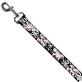 Load image into Gallery viewer, Dog Leash - Punk Heart & Cross Bones w/Skulls & Splatter Black/White