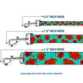 Load image into Gallery viewer, Dog Leash - Red Roses/Polka Dots Turquoise
