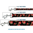 Load image into Gallery viewer, Dog Leash - Red Roses Scattered Black