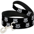 Load image into Gallery viewer, Dog Leash - ROUTE 66 Highway Sign Repeat Black/White