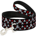 Load image into Gallery viewer, Dog Leash - Skulls & Stars Black/White/Red