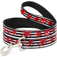 Load image into Gallery viewer, Dog Leash - Stripes & Stars Black/White/Red