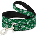 Load image into Gallery viewer, Dog Leash - Snowflakes Green/White