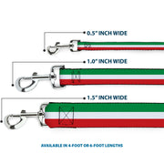 Dog Leash - Stripes Green/White/Red