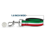 Dog Leash - Stripes Green/White/Red
