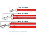 Load image into Gallery viewer, Southlake Paws dog leash in red and white stripes, available in 0.5", 1.0", and 1.5" widths, with clip attachment.