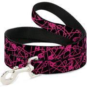 Dog Leash - Safety Pins Black/Fuchsia