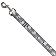 Dog Leash - Tilted Skulls Plaid Gray
