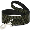 Load image into Gallery viewer, Black and olive camo dog leash featuring a skull pattern, with a silver metal clip for attachment.