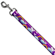 Dog Leash - Unicorns/Rainbows w/Stripes Purple