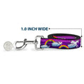 Load image into Gallery viewer, Dog Leash - Unicorns/Rainbows w/Stripes Purple