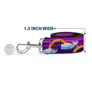 Dog Leash - Unicorns/Rainbows w/Stripes Purple