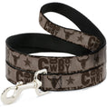 Load image into Gallery viewer, Dog Leash - Western COWBOY Icons Collage Tan/Browns