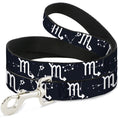 Load image into Gallery viewer, Dog Leash - Zodiac Scorpio Symbol/Constellations Black/White