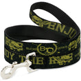 Load image into Gallery viewer, Dog Leash - BD Winged Skull ENJOY THE RIDE Olive/Lime Green