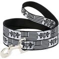 Load image into Gallery viewer, Dog Leash - BD Logo/American Stripe Flag White/Black