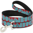 Load image into Gallery viewer, Dog Leash - BUCKLE-DOWN Shapes Red/Dot Turquoise/White