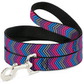Load image into Gallery viewer, Southlake Paws dog leash featuring a chevron weave design in gray, lavender, pink, and baby blue with a silver clip.