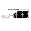 Load image into Gallery viewer, Dog Leash - Cross Repeat Black/Leopard Brown/Pink Outline