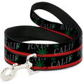 Load image into Gallery viewer, Dog Leash - CALIFORNIA/Pot Leaf Black/Red/Green/White