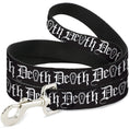 Load image into Gallery viewer, Dog Leash - DEATH w/Coffin Old English Black/White