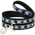 Load image into Gallery viewer, Dog Leash - Football/Helmet Stripe2 Black/Neon Green/Silver/White/Blue
