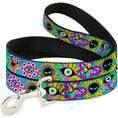 Load image into Gallery viewer, Dog Leash - Funky Alien Flowers Aqua Blue/Multi Color