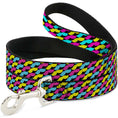 Load image into Gallery viewer, Dog Leash - Mustache Monogram Black/Fuchsia/Turquoise/Yellow