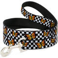 Load image into Gallery viewer, Dog Leash - Monarch Butterfly Scattered Checker Black/White