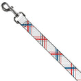 Load image into Gallery viewer, Dog Leash - Plaid X White/Red/Turquoise/Gray