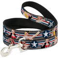 Load image into Gallery viewer, Dog Leash - Pin Up Girl Poses CLOSE-UP Star & Stripes Gray/Blue/White/Red