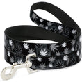 Load image into Gallery viewer, Buckle-Down Dog Leash - Pot Leaves/Smoke Black/Gray/White
