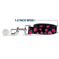 Load image into Gallery viewer, Buckle-Down Dog Leash - Pot Leaves/Smoke Black/Pink/White