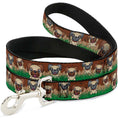 Load image into Gallery viewer, Dog Leash - Pug Puppies/Paw Prints Browns/Greens