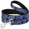 Load image into Gallery viewer, Dog Leash - Paisley Blue/White